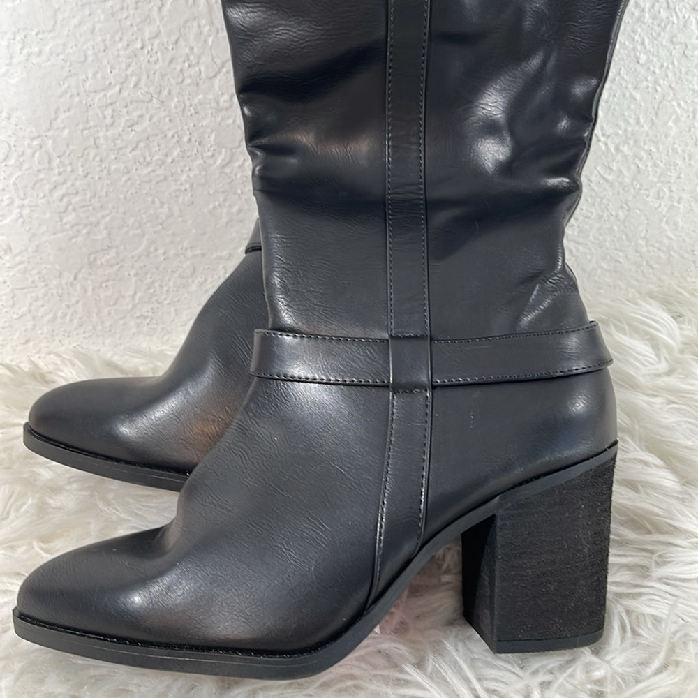 MIA 'Hamilton' Faux Leather Black Block Heeled Knee High Boots Sz 8.5 NEW - Picture 6 of 16